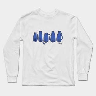 Cats in a Row - Blue Long Sleeve T-Shirt